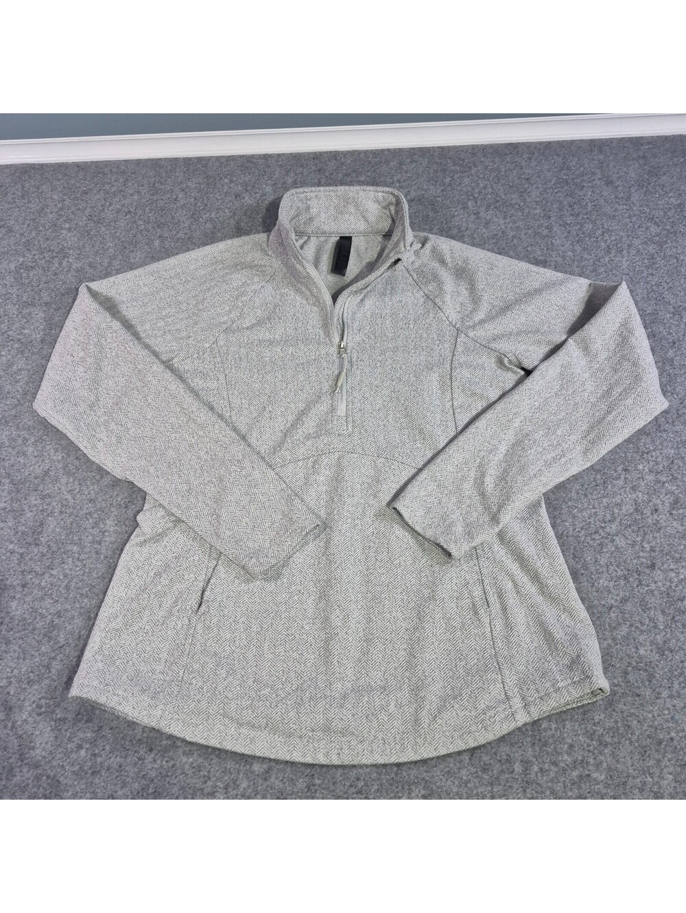 Kyodan Outdoor Women's Medium Herringbone Quarter Zip Pullover Jacket Gray MED